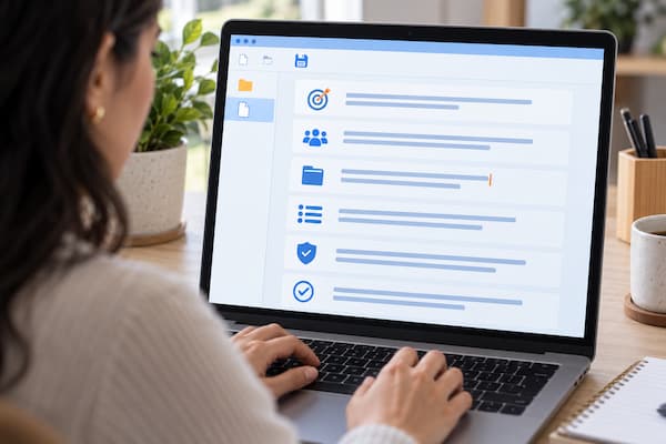Crea un documento de texto, organiza las instrucciones por secciones y guárdalo como AGENTS.md